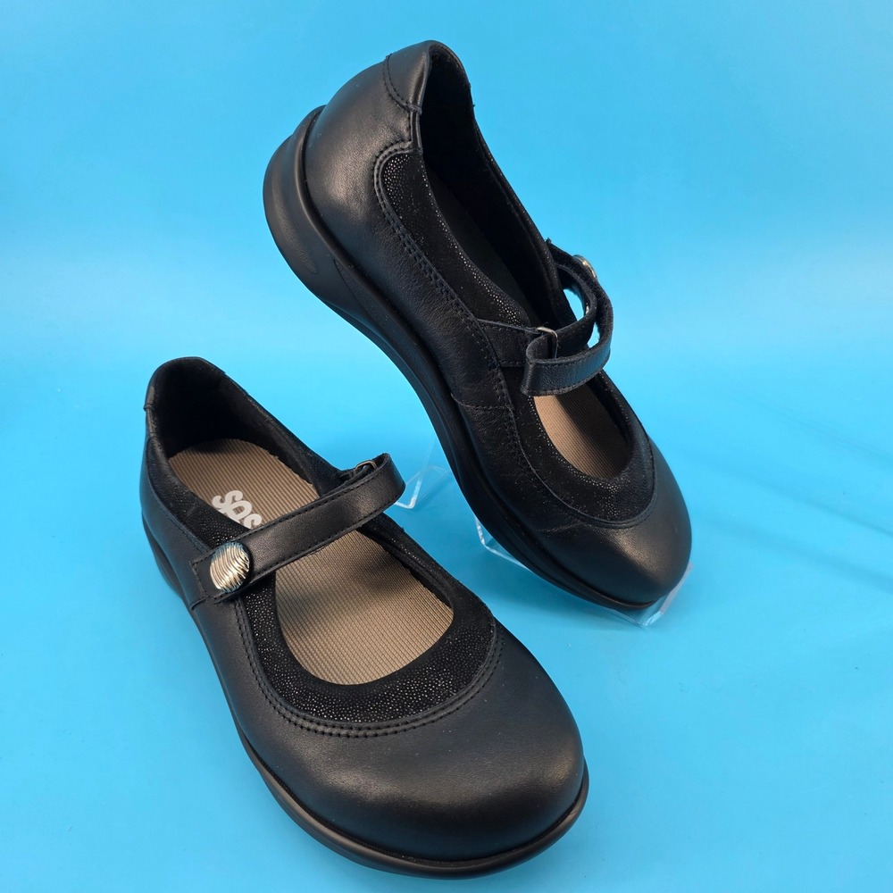 SAS Walk Easy Mary Jane Black Leather Comfort Shoes Womens 8.5W Made in USA